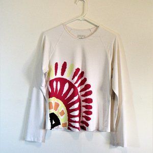 Long Sleeve Pullover T-Shirt Bold 80's Colors Sz M